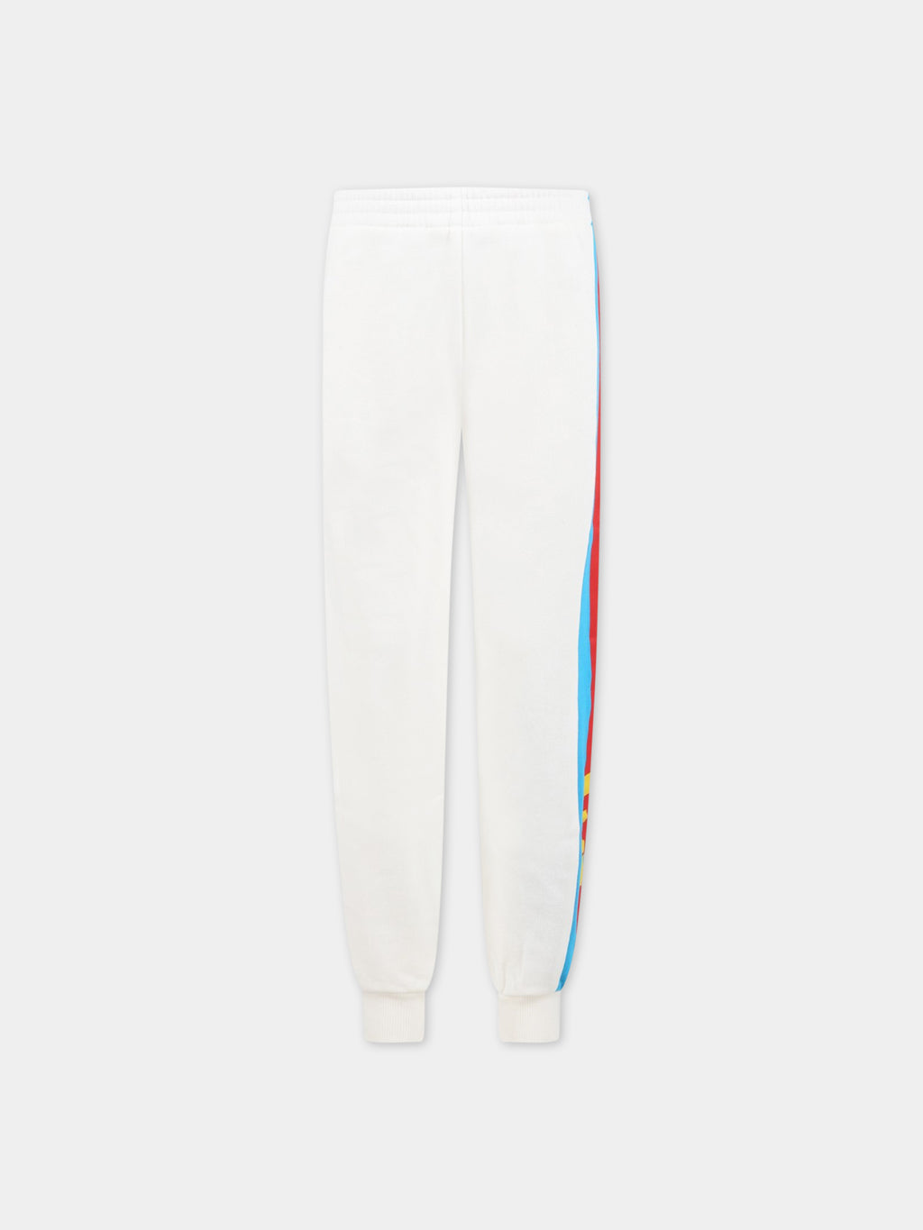 White sweatpants for kids with GG logo