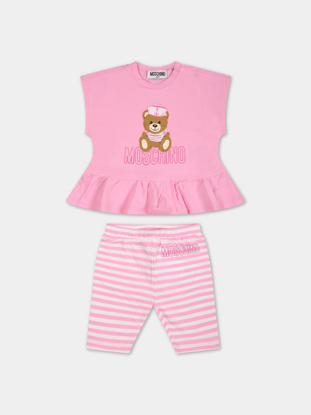 Costume  rose pour bébé fille avec Teddy Bear et logo