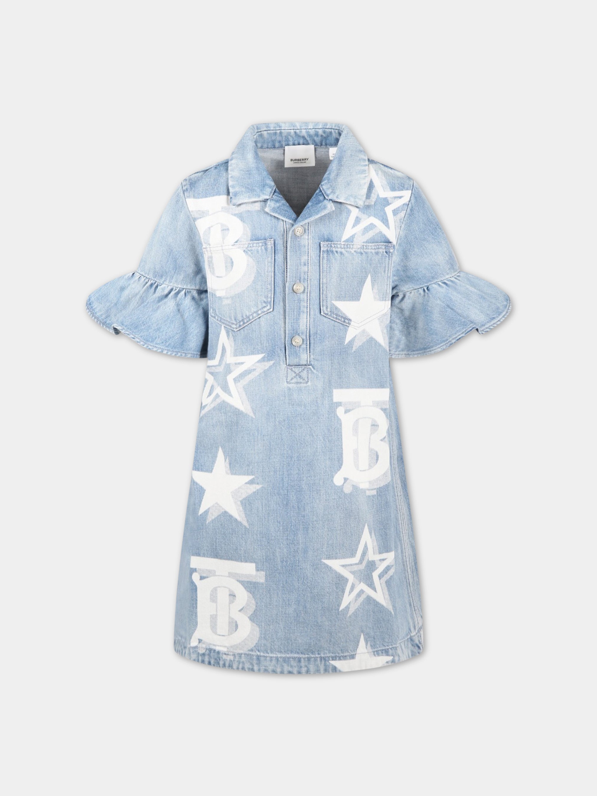 Light-blue dress for girl with TB monogram Burberry Kids | CoccoleBimbi