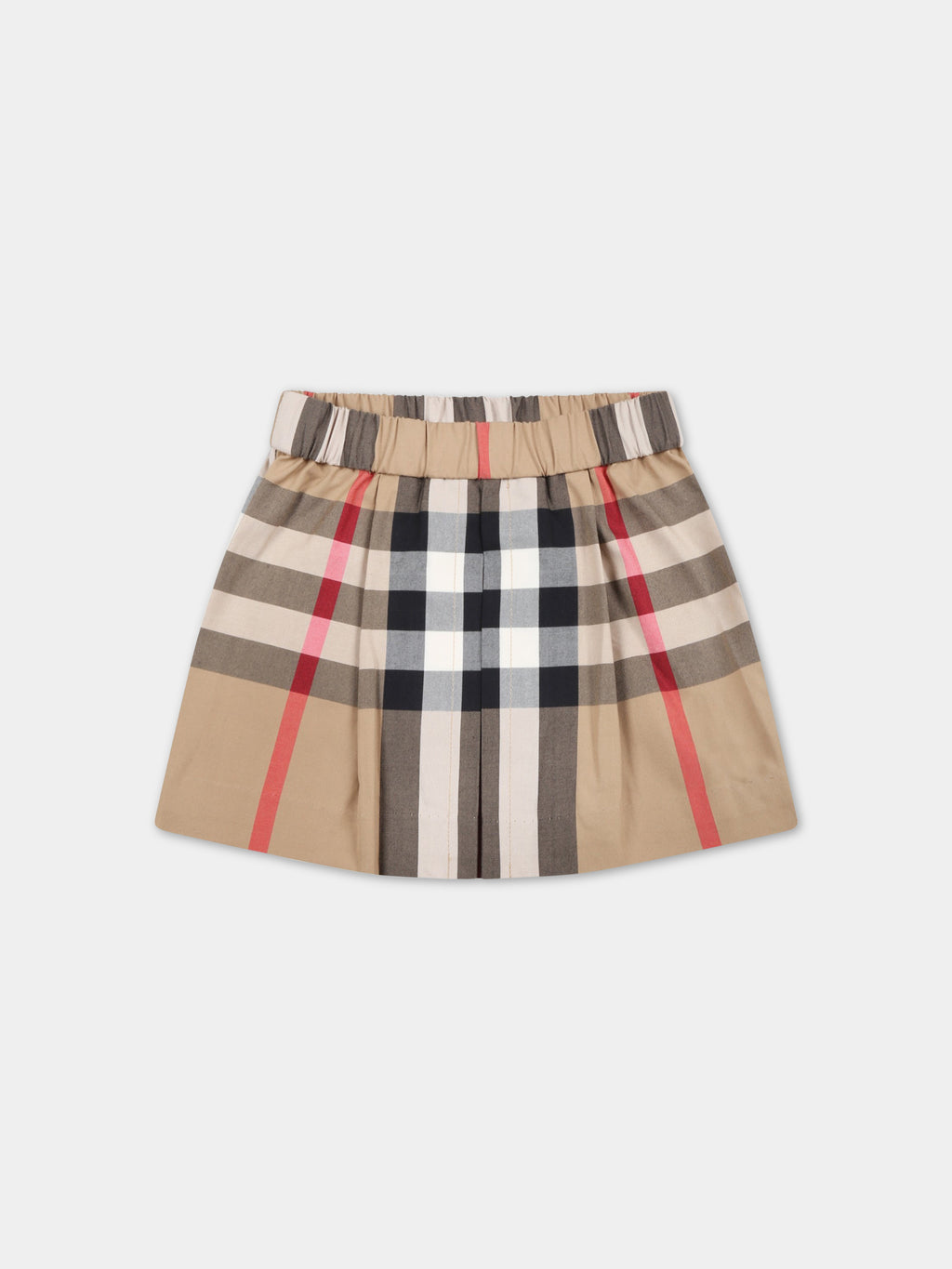 Gonna beige per neonata con check vintage