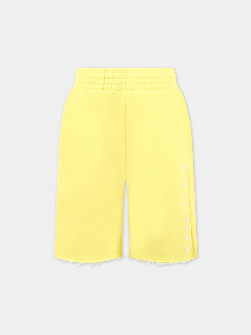 Yellow shorts for kids with white logo