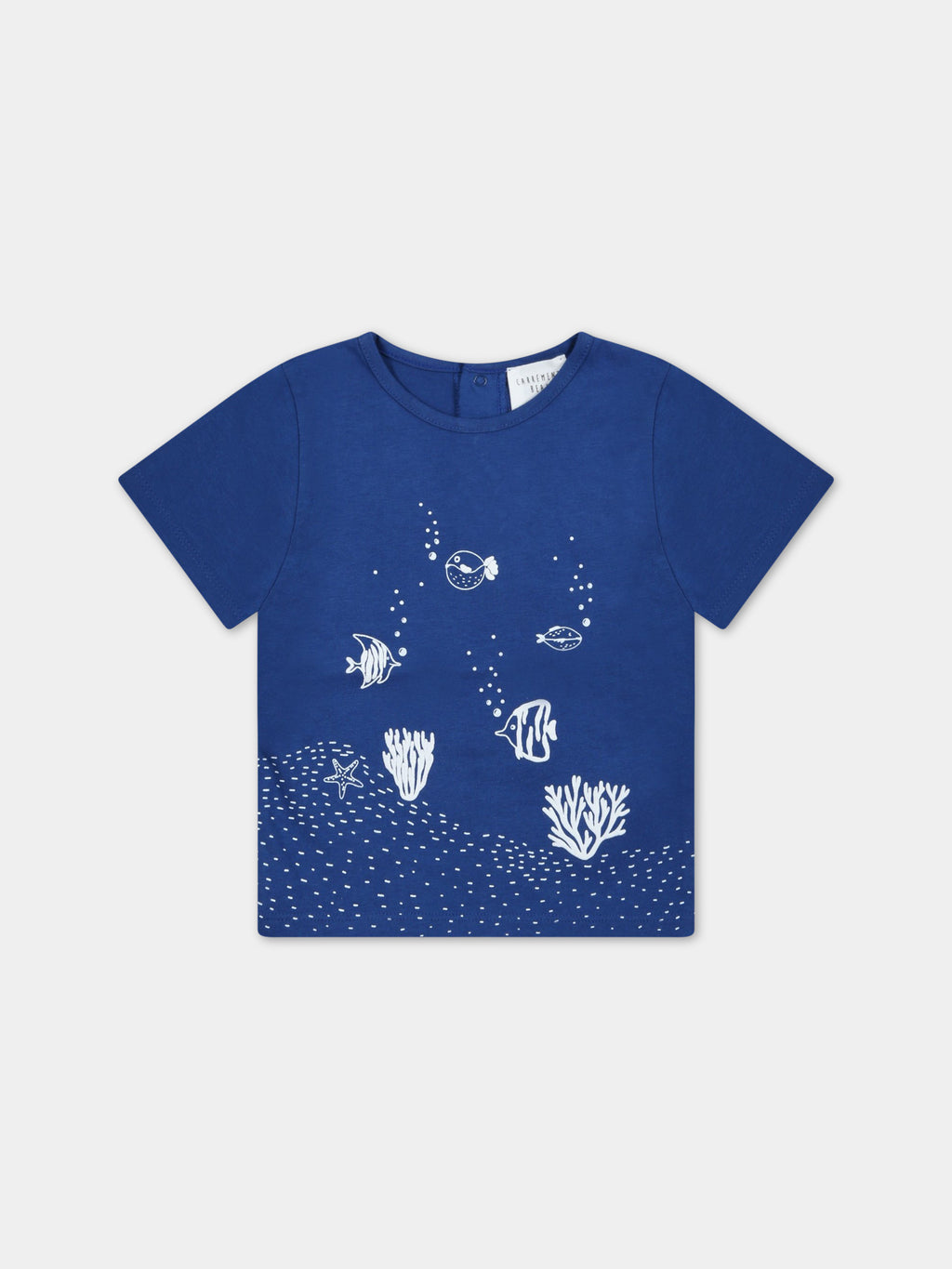 Blue T-shirt for baby boy with marine print