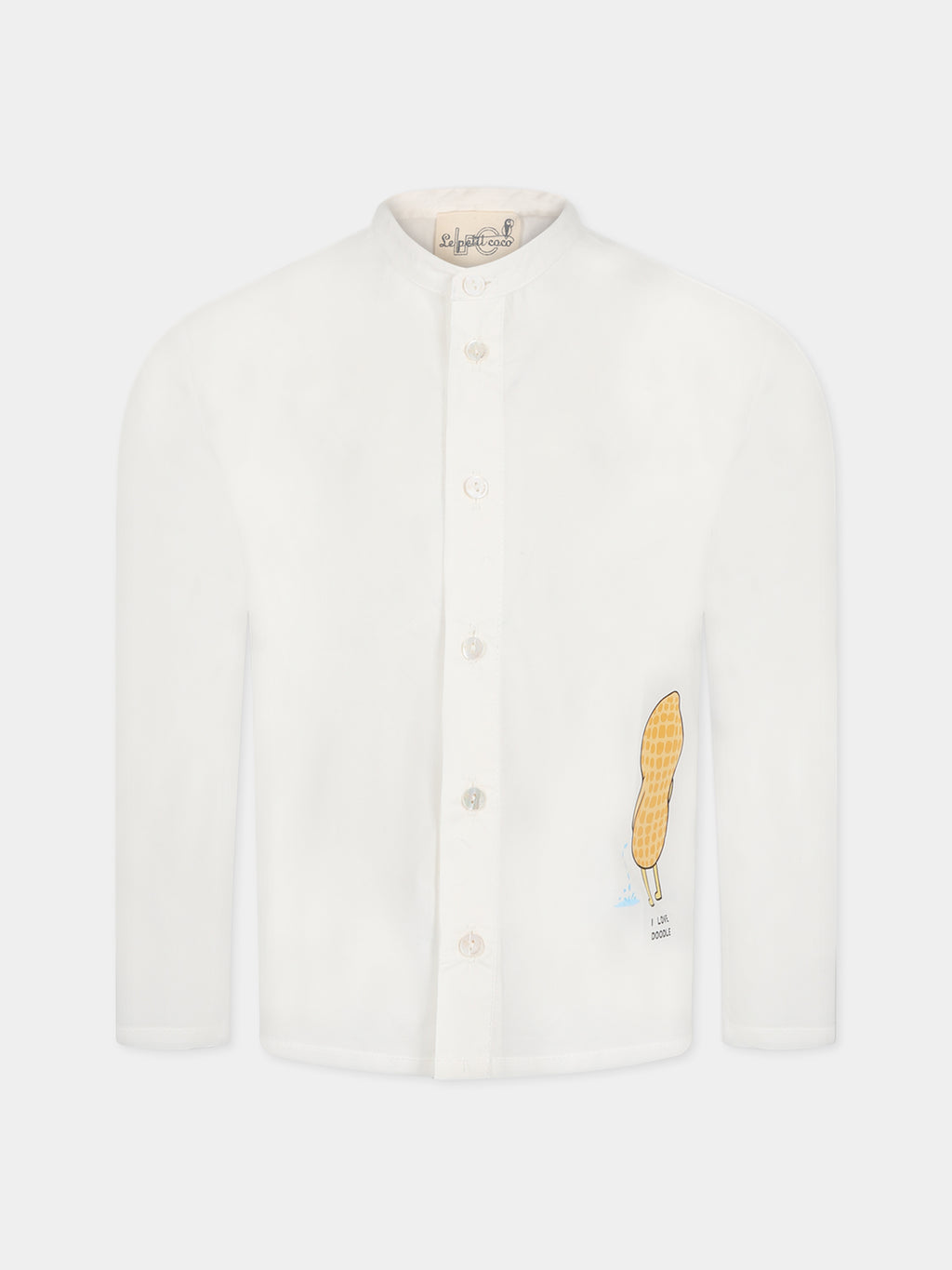 Chemise blanche pour garçon avec imprimé et écriture  I love doodle 