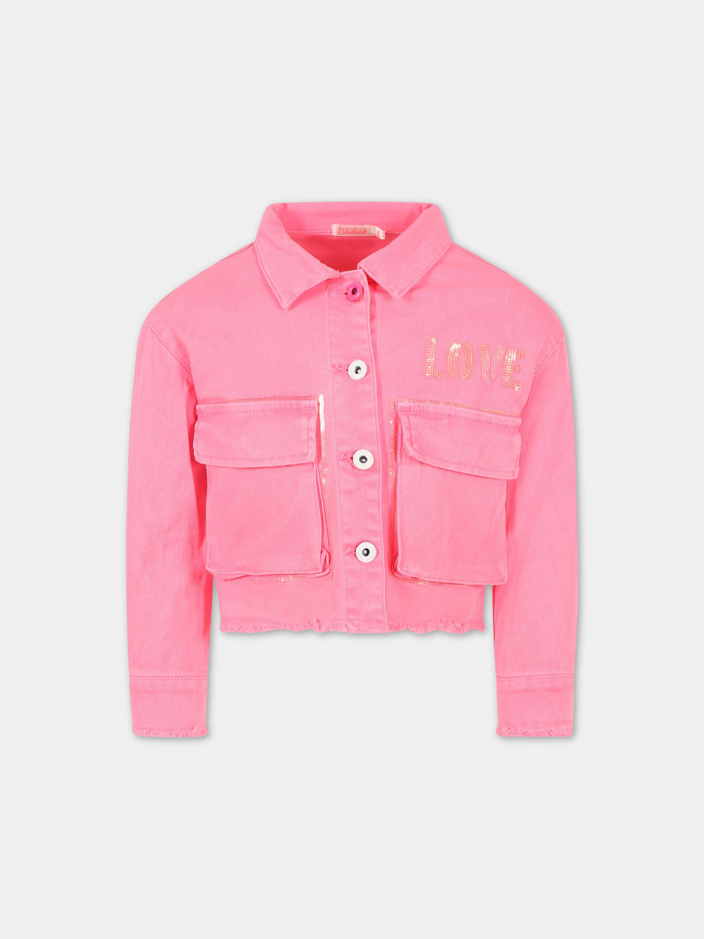 Pink jacket for girl with  Love writing