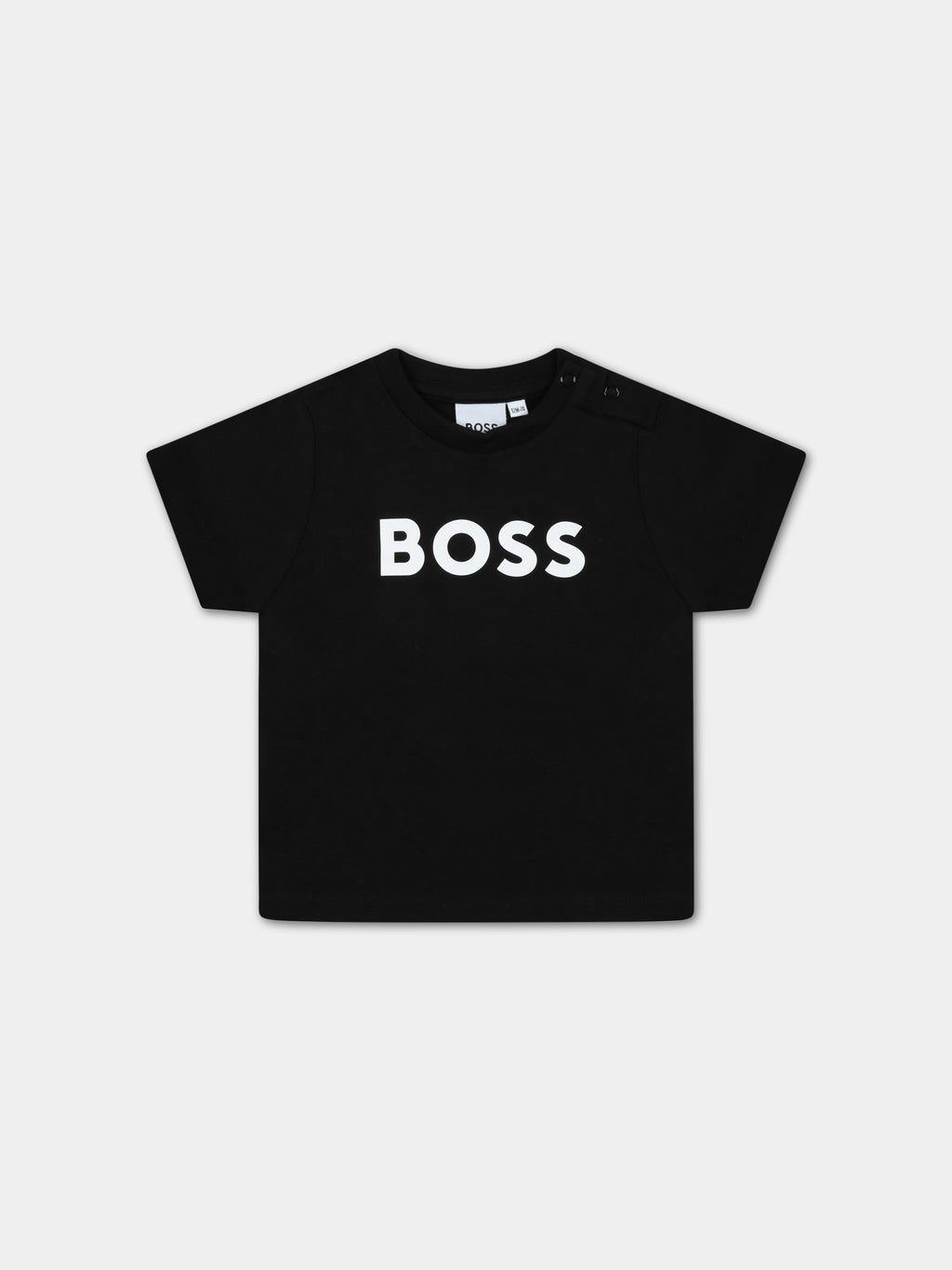 T-shirt nera per neonato con logo bianco