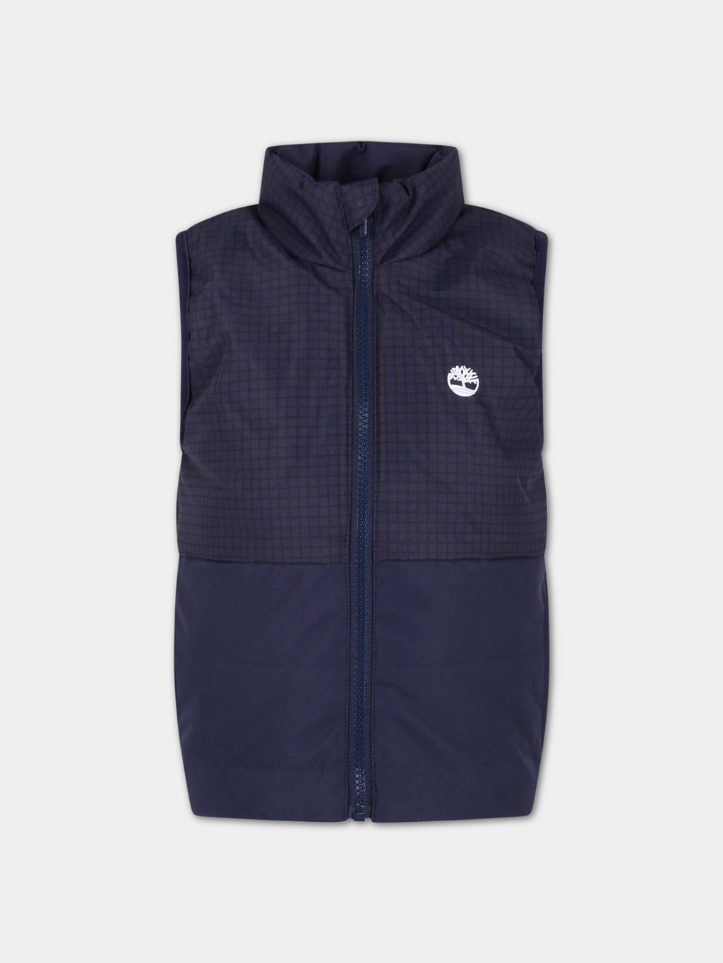 Blue gilet for boy with white logo