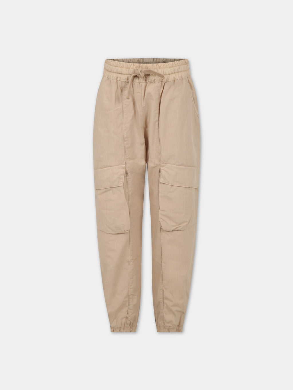 Beige trousers for boy with logo patch