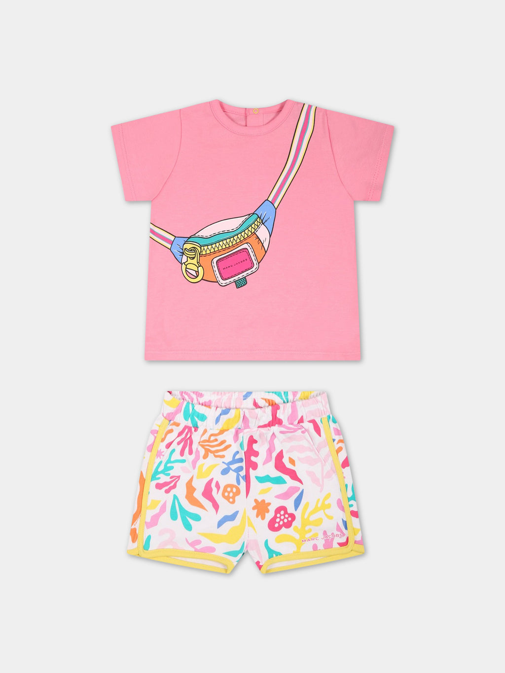 Multicolor outfit for baby girl with print and logo