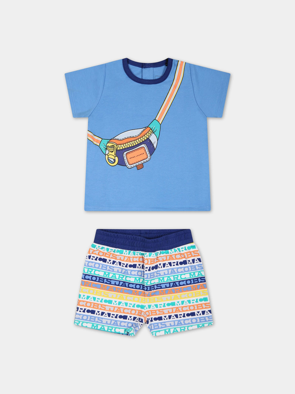 Multicolor outfit for baby boy with print and logo