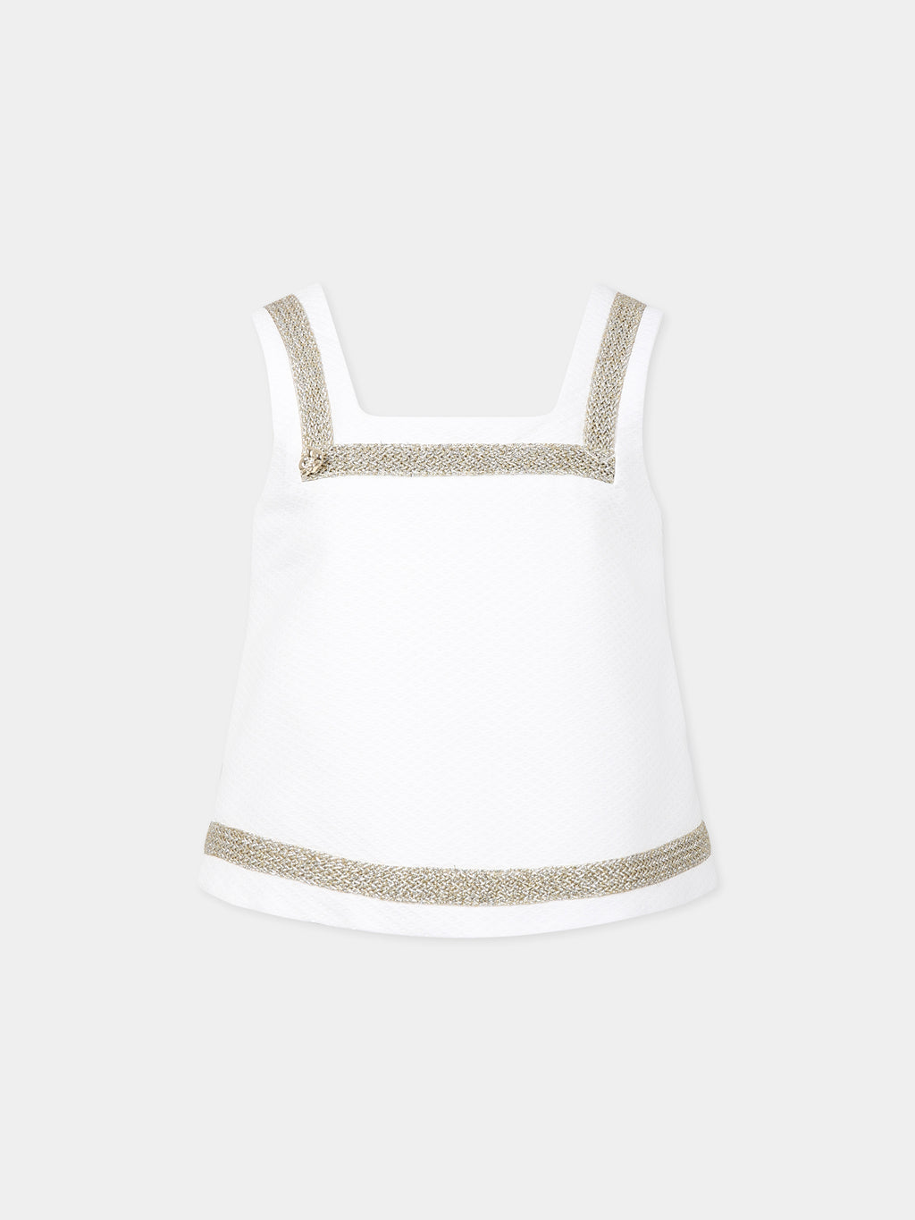 Top bianco per bambina con dettagli in lurex