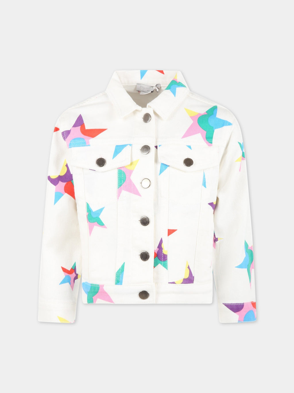 White jacket for girl with colorful stars