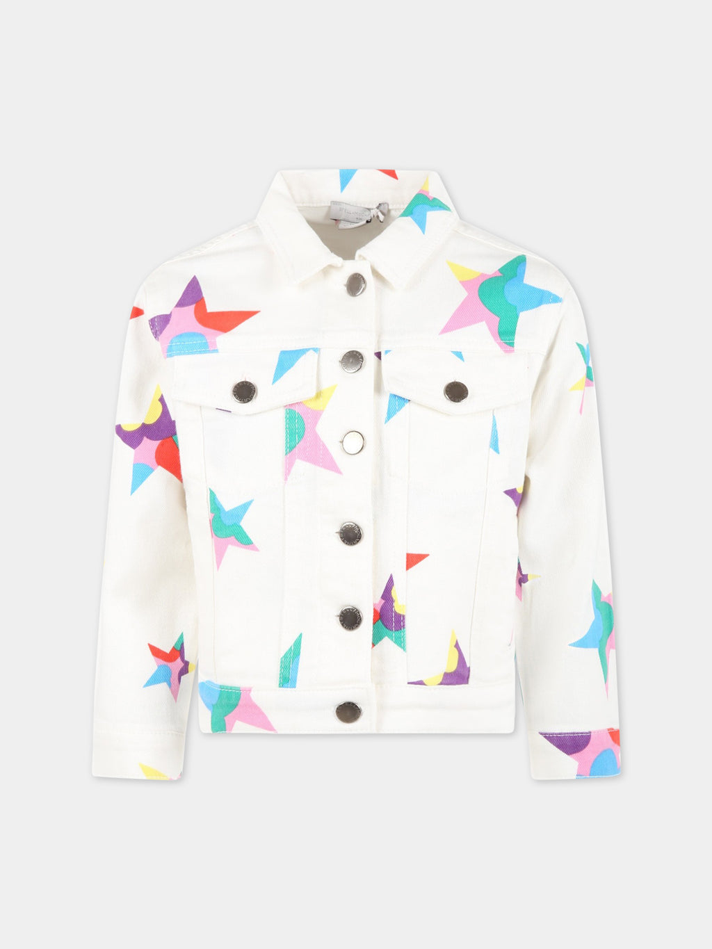 Veste blanc pour fille avec étoiles colorées