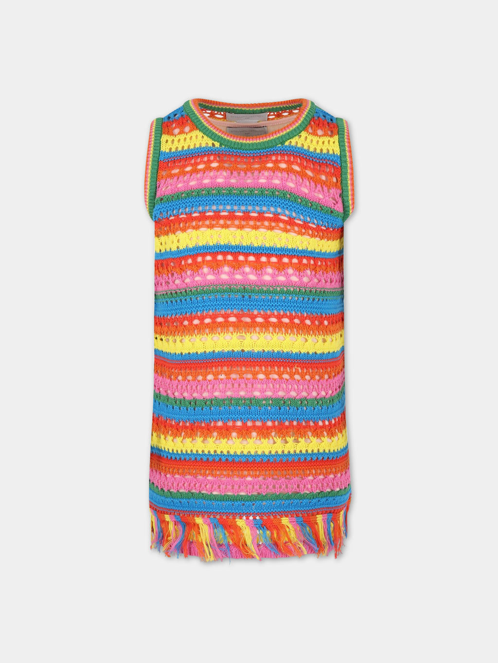 Multicolor dress for girl with fringe