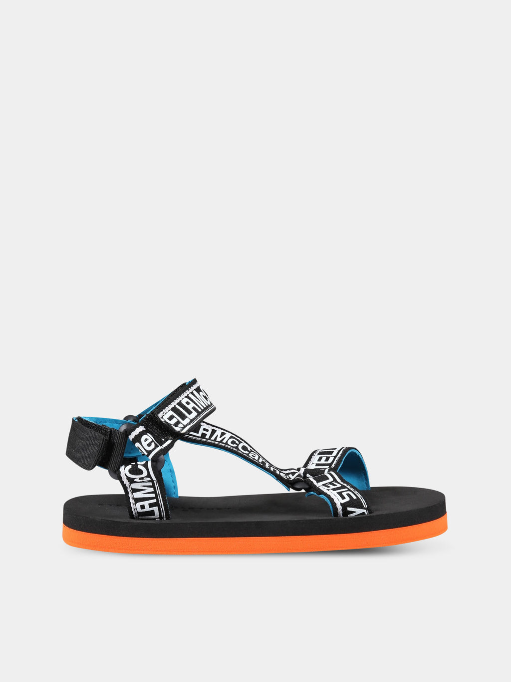 Black sandals for kids with logo