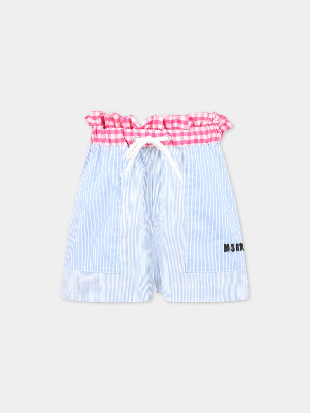 Multicolor shorts for girl with black logo