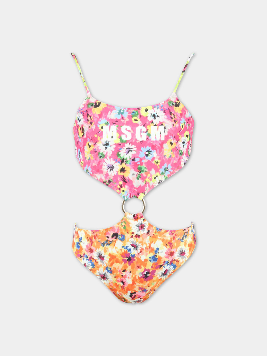 Trikini multicolor per bambina con stampa floreale