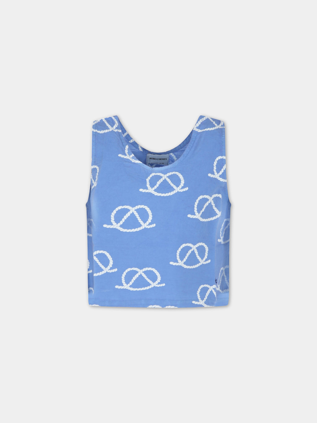 T-shirt bleu ciel pour fille avec imprimé de corde et logo