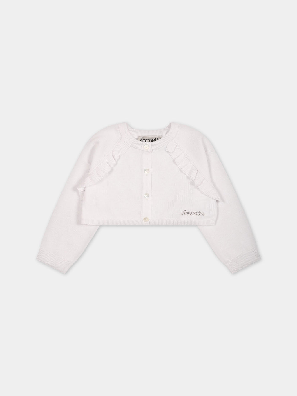 Cardigan blanc pour bébé fille avec logo