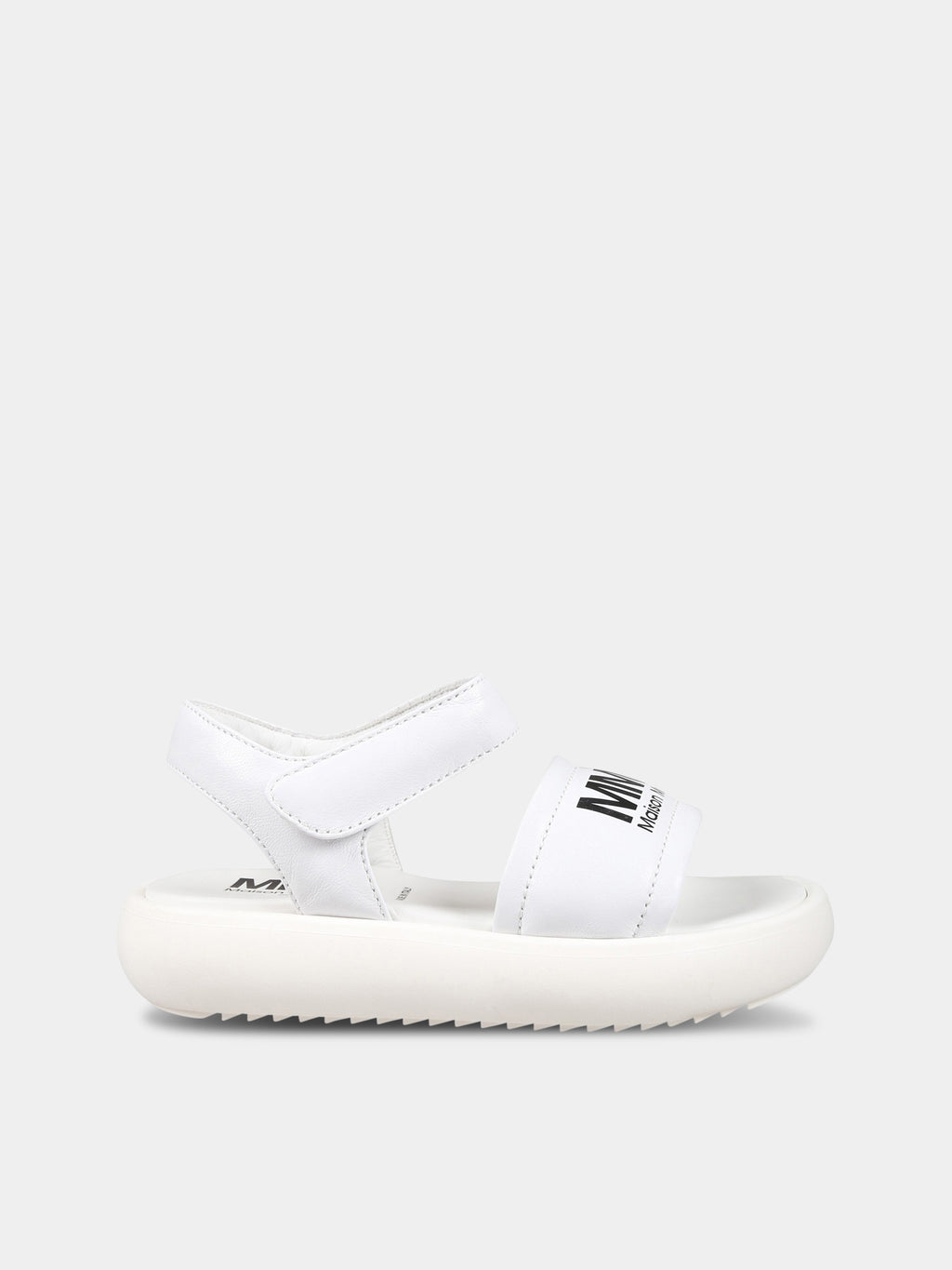 White sandals for girl with logo