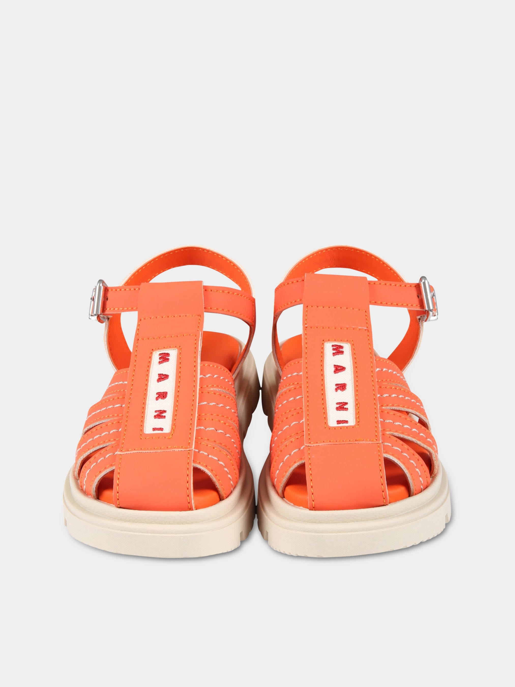 Orange sandals for girl with red logo Marni Kids CoccoleBimbi