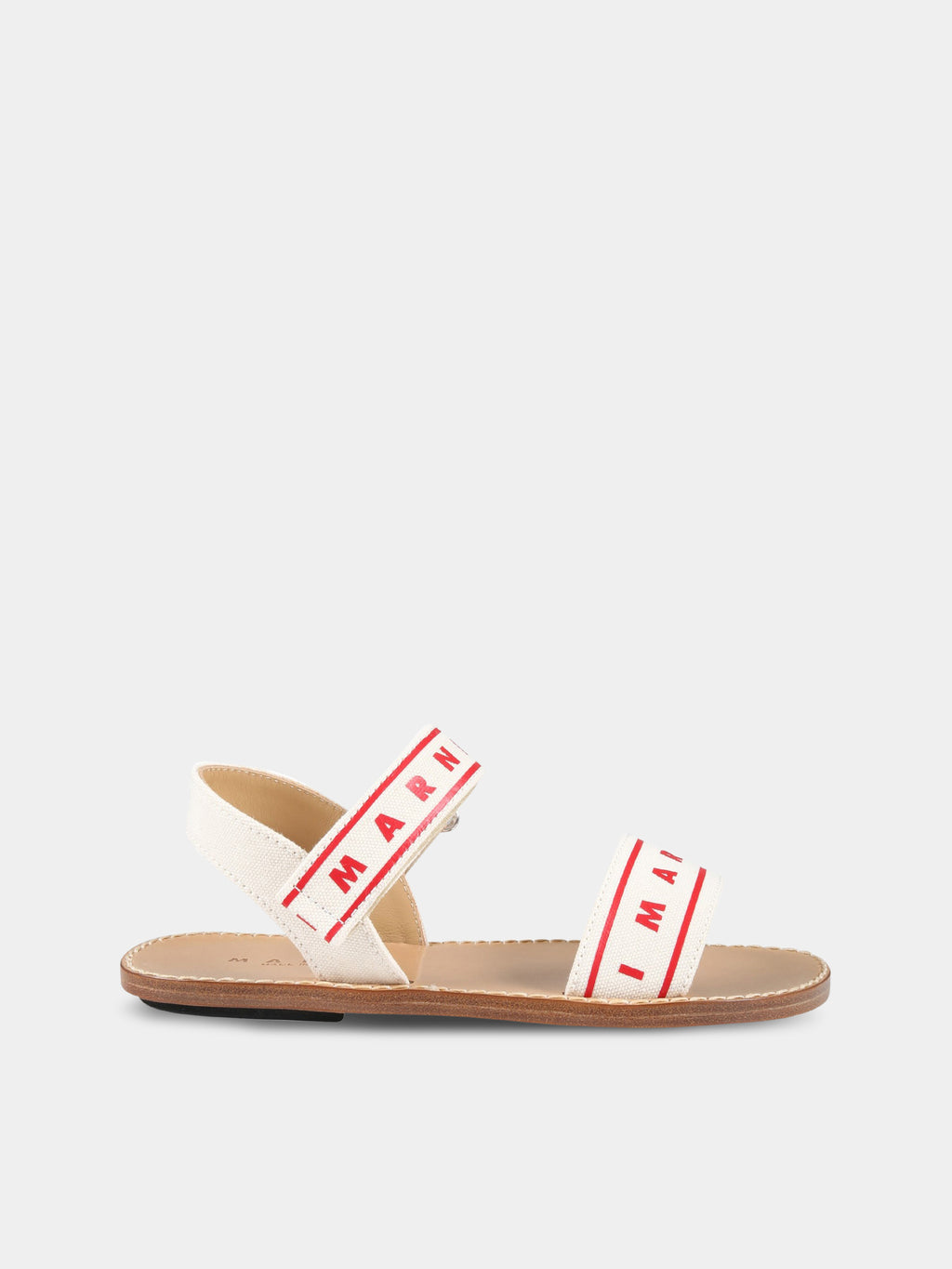 Multicolor sandals for girl with red logo