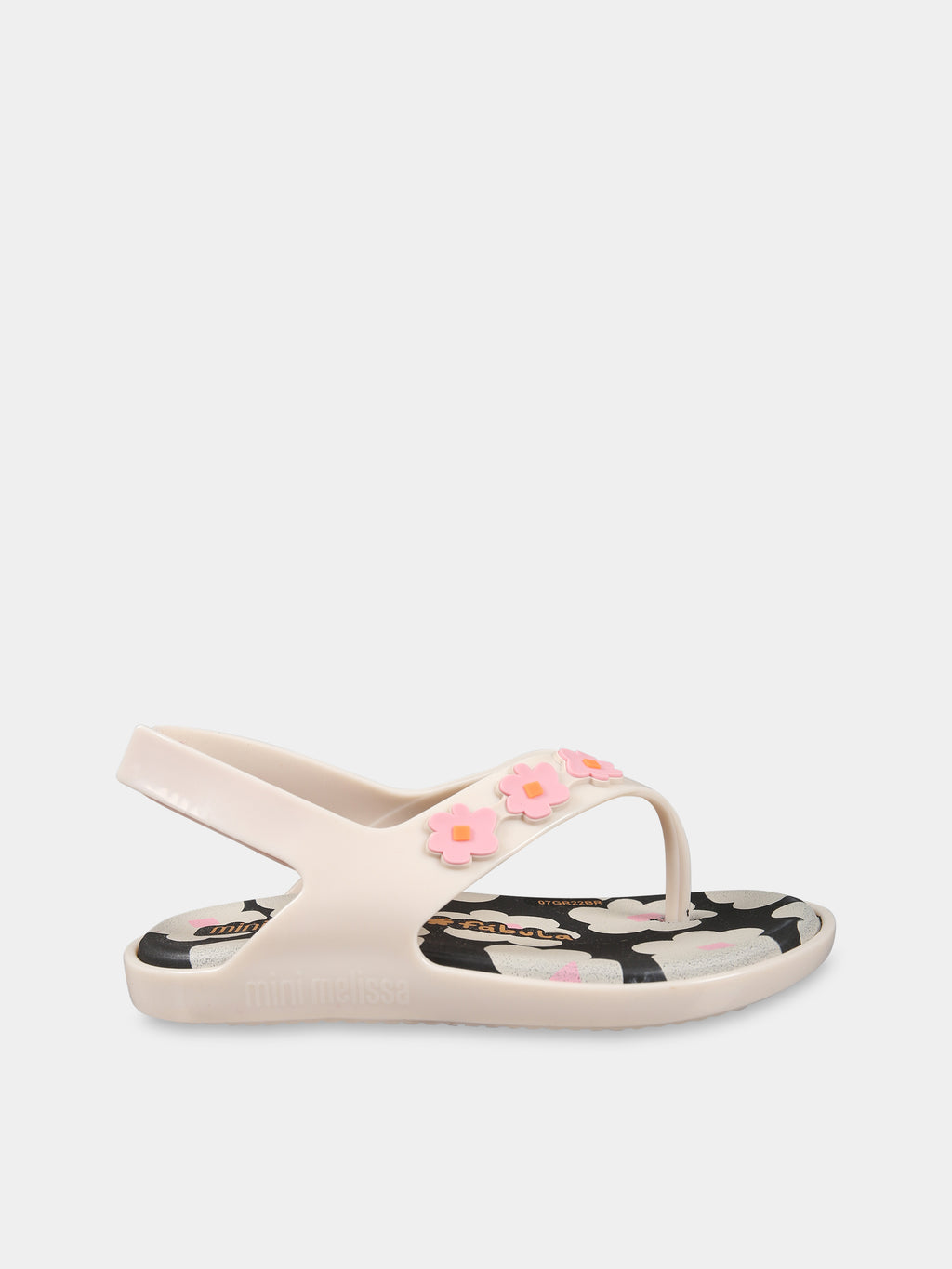 Pink flip flops for girl with flowers and logo