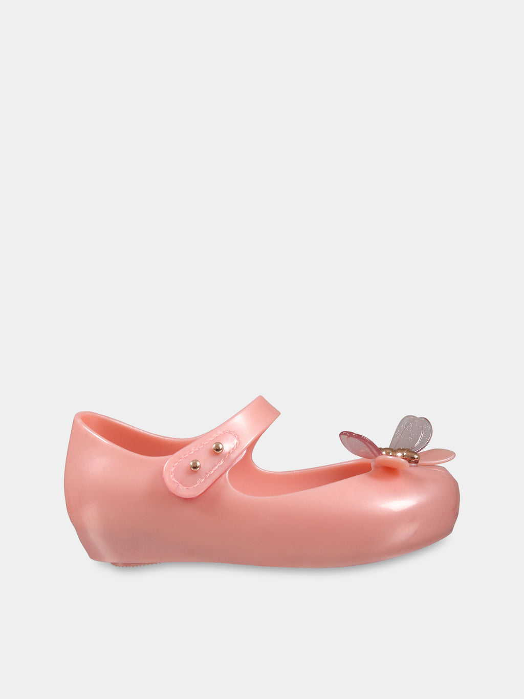 Pink ballet flats for girl with butterfly