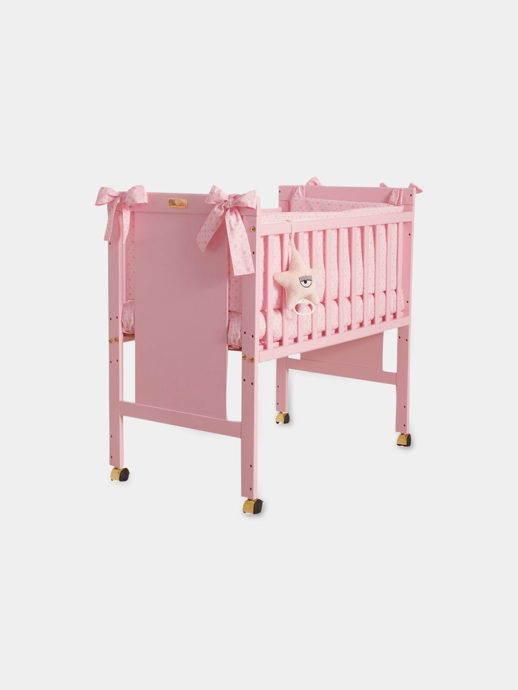 Pink Mini-me crib for baby girl with logo