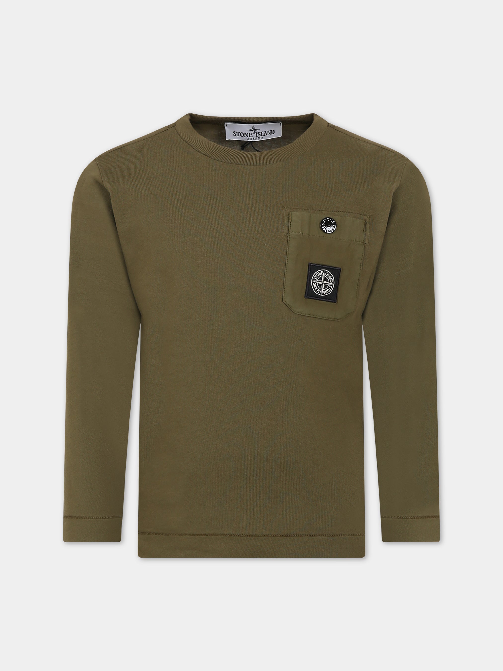 North Sails maglione verde bambino in cotone con logo sul petto