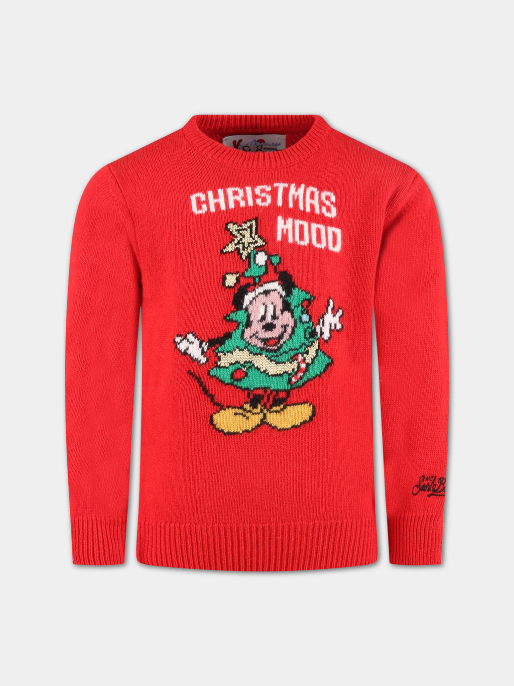 Red sweater for boy with Mickey Mouse