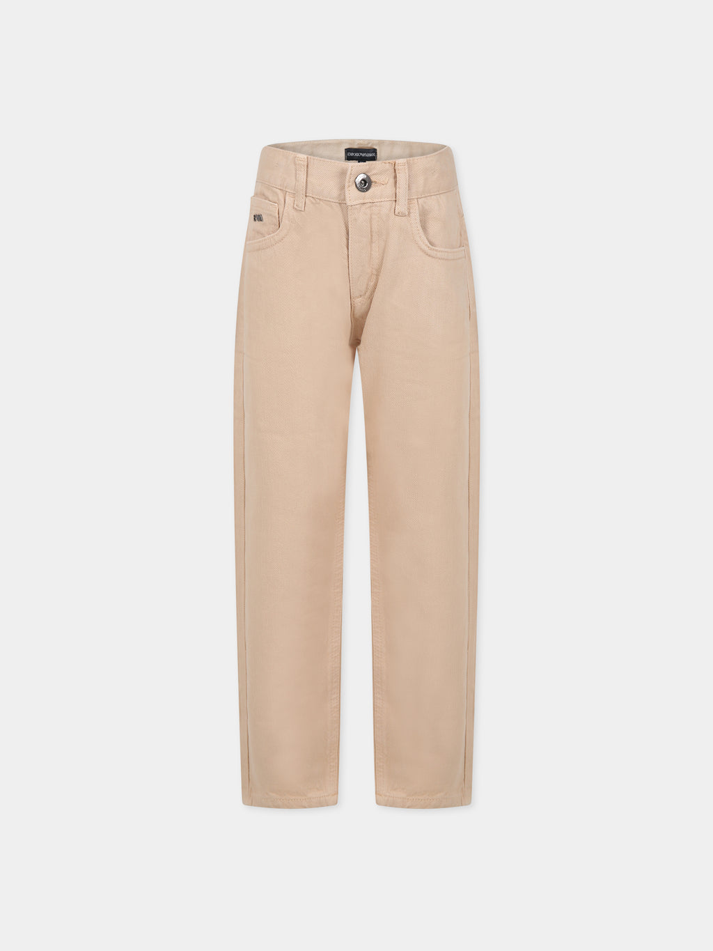 Beige trousers for boy with eaglet