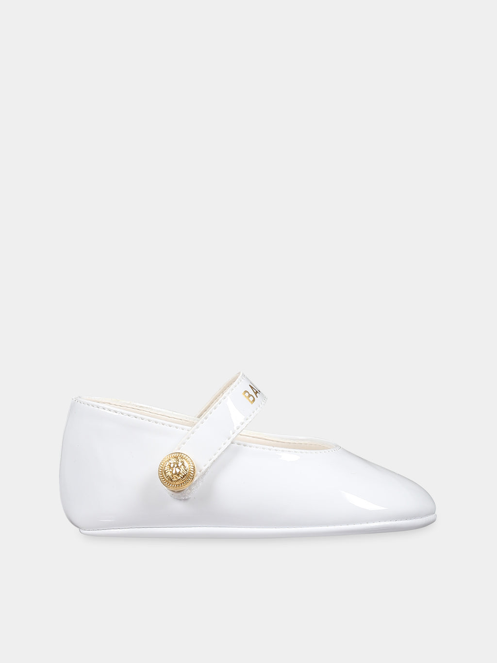 White ballet flat for baby girl with logo