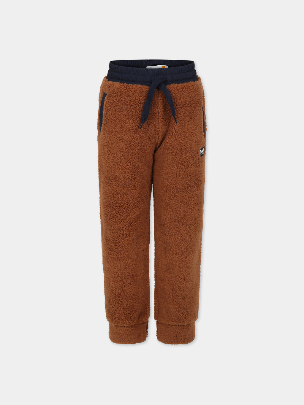 Brown trousers pour garçon avec logo