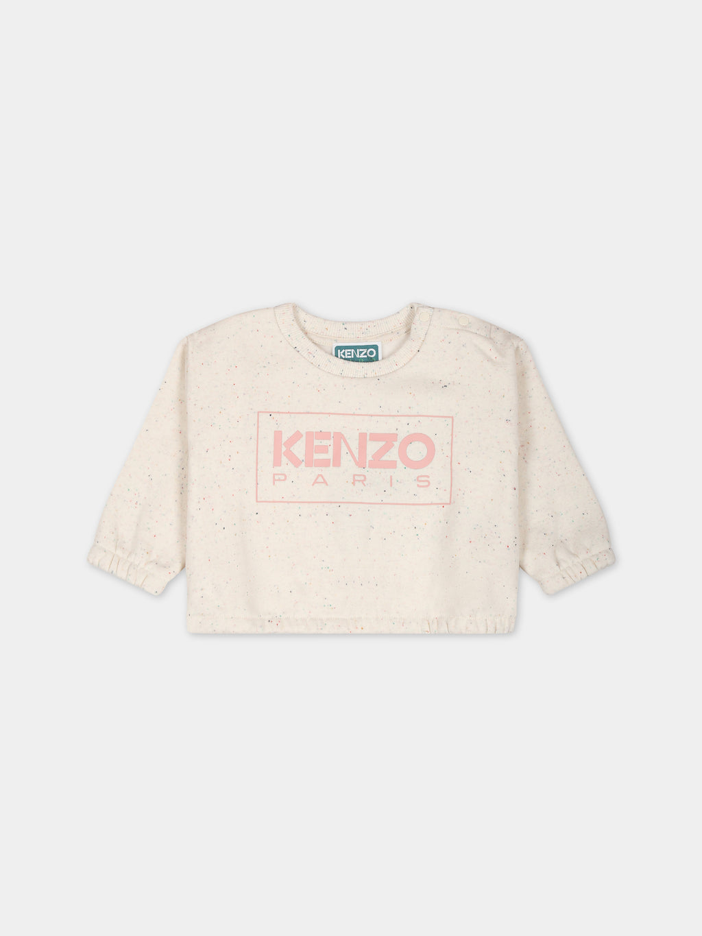 Ivory sweatshirt for baby girl with logo