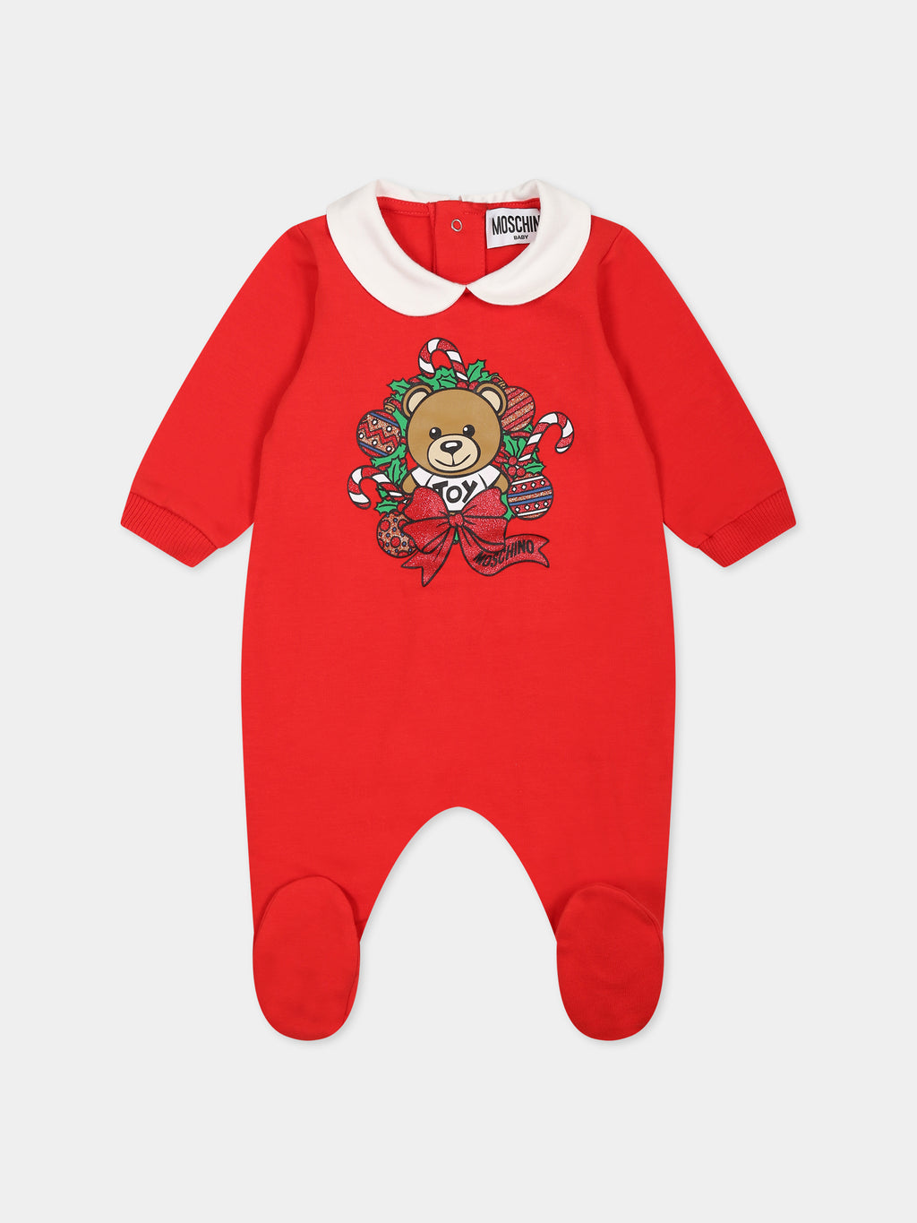 Red babygrow for baby kids with Teddy Bear