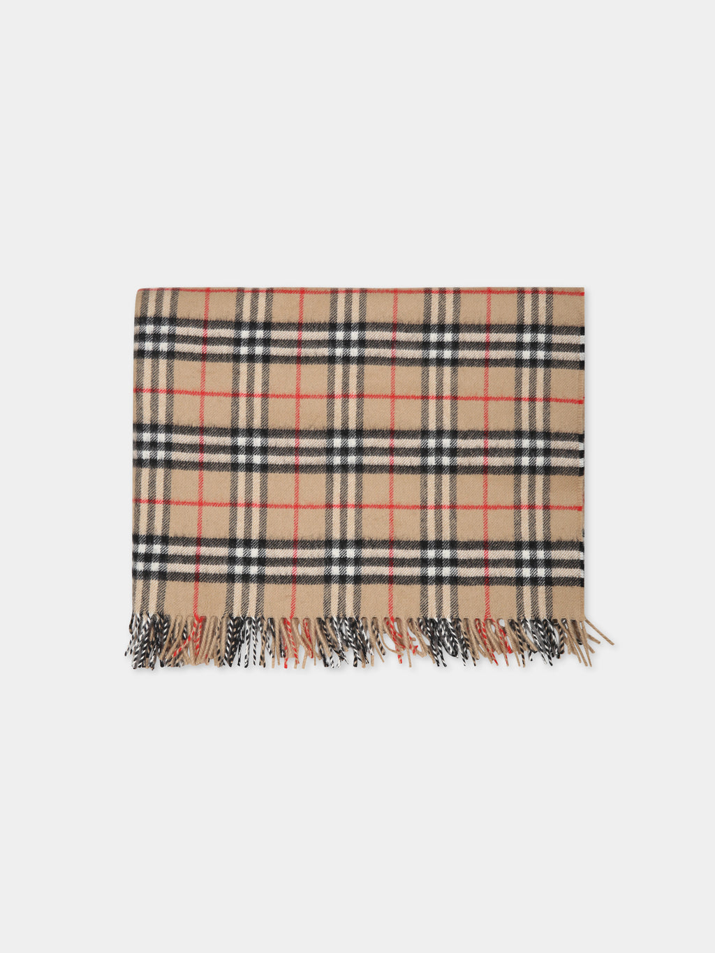 Beige blanket for baby kids with iconic check