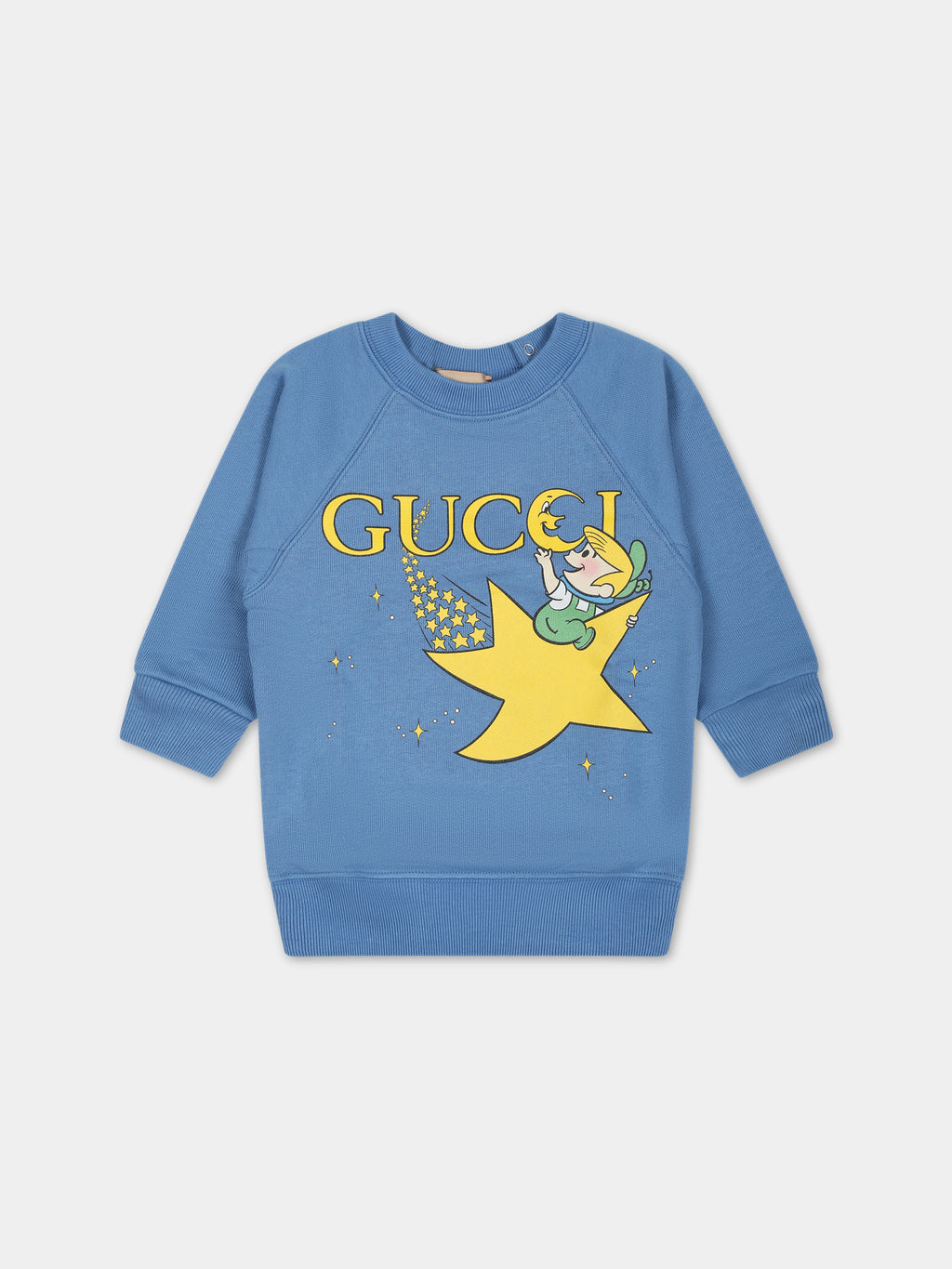 Light blue sweatshirt for baby kids with print and logo