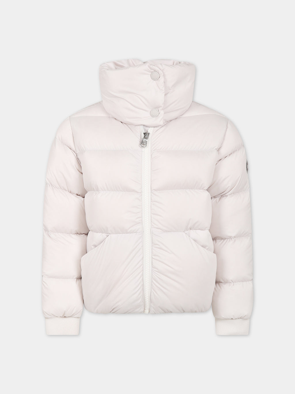 Ivory down jacket for girl with logo