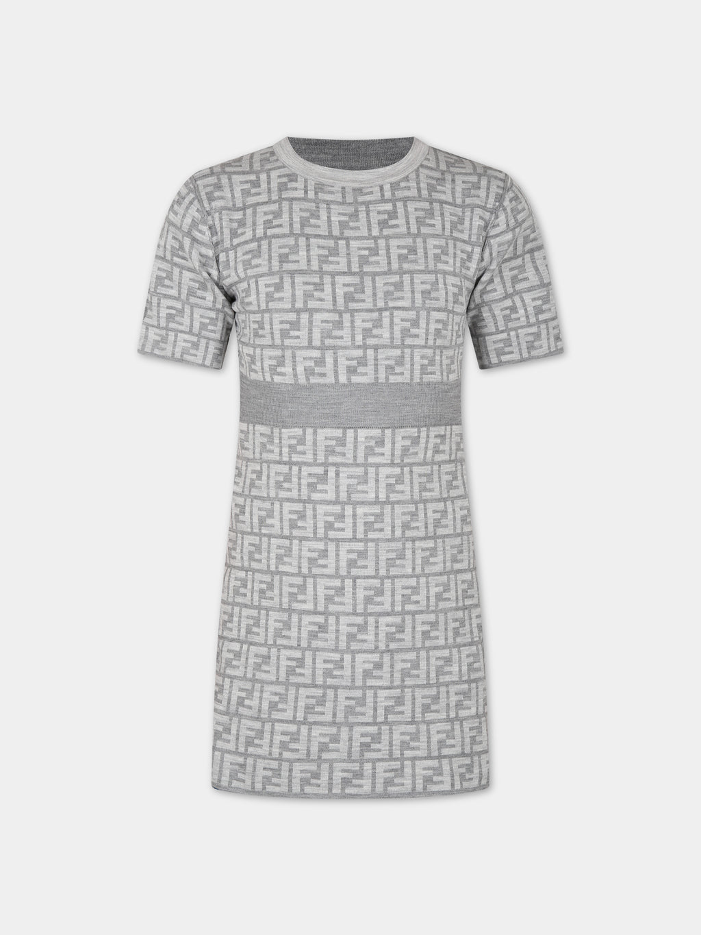Grey reversible dress for girl with double F