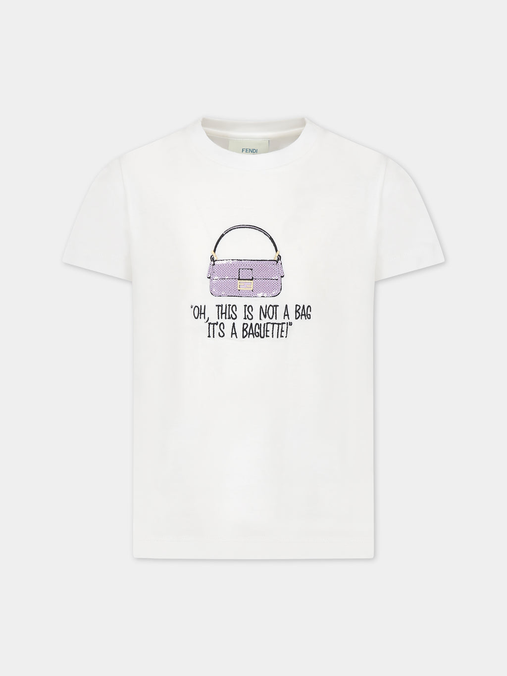 White t-shirt for girl with Baguette and logo