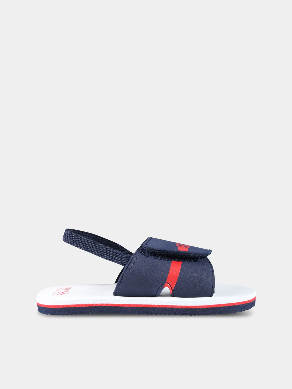 Sandali blu per bambino con logo rosso