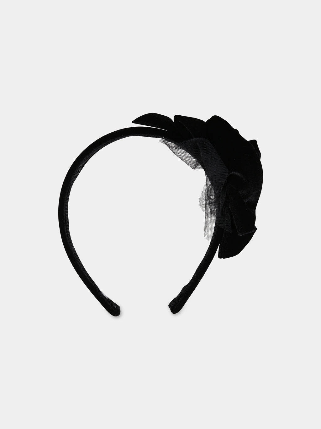 Black headband for girl with rose