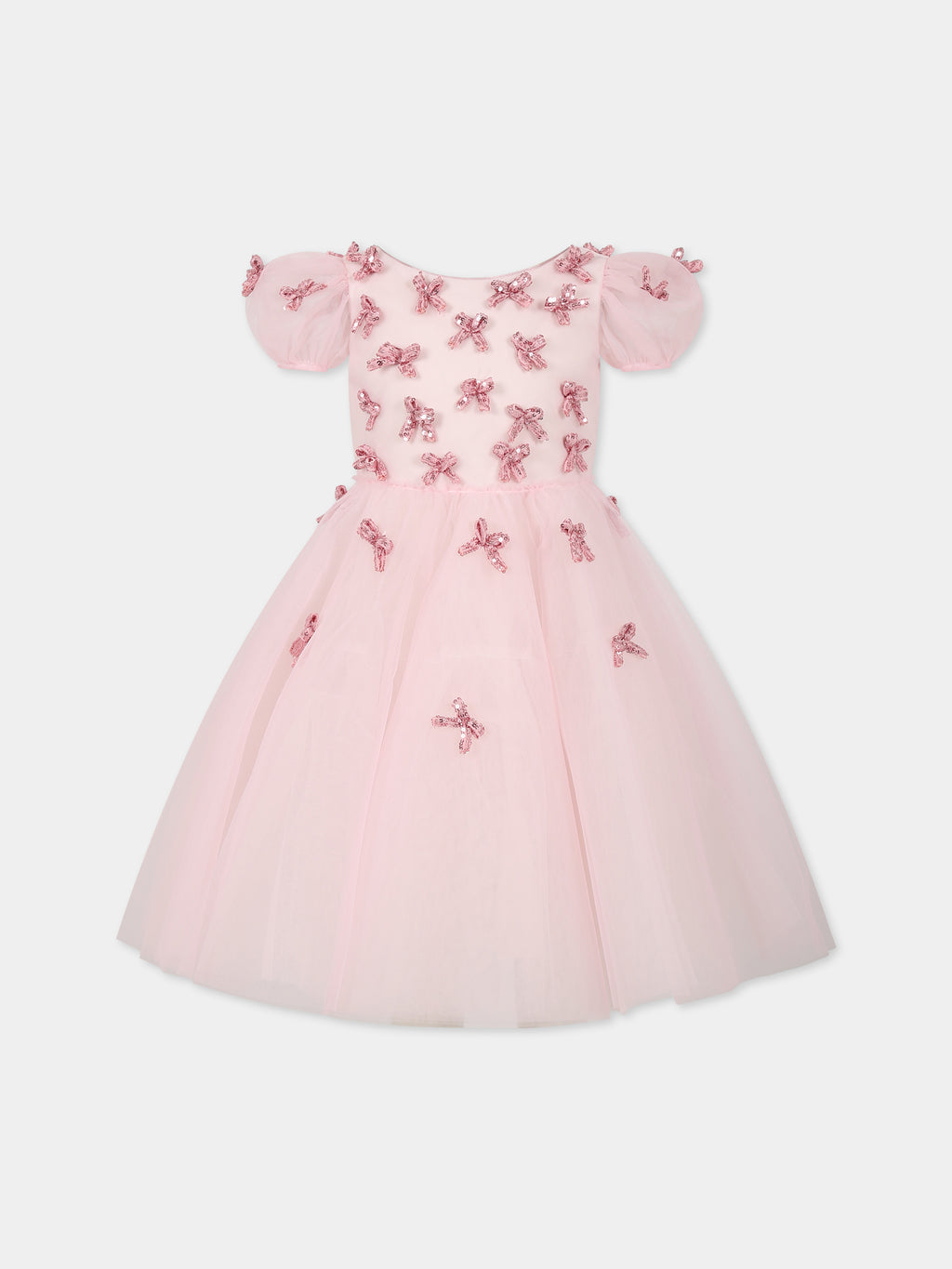 Pink dress for girl with bows