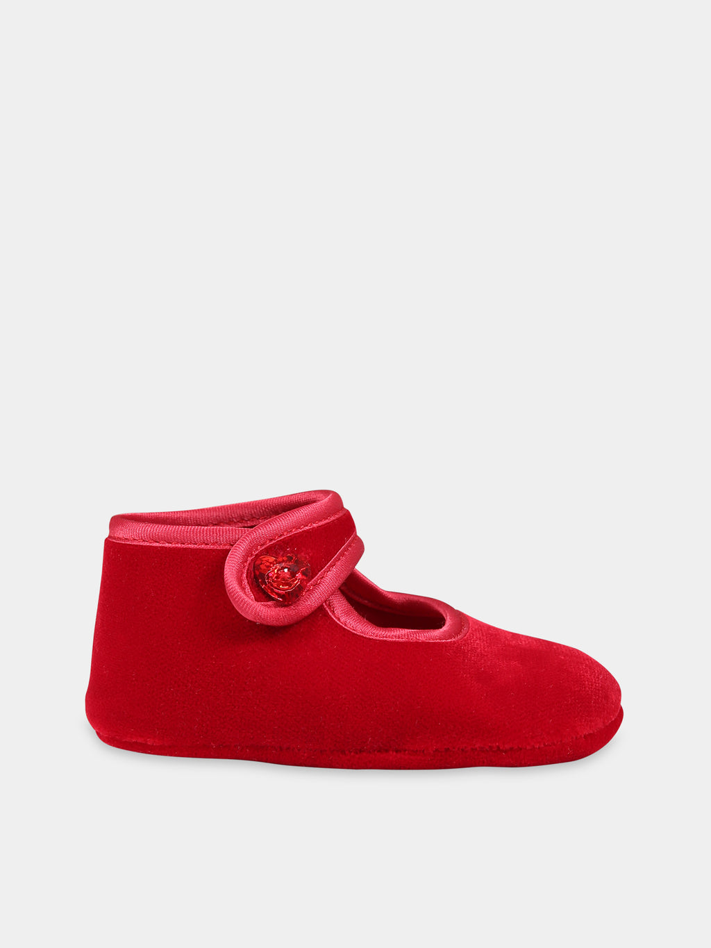 Red flat shoes for baby girl with hearts