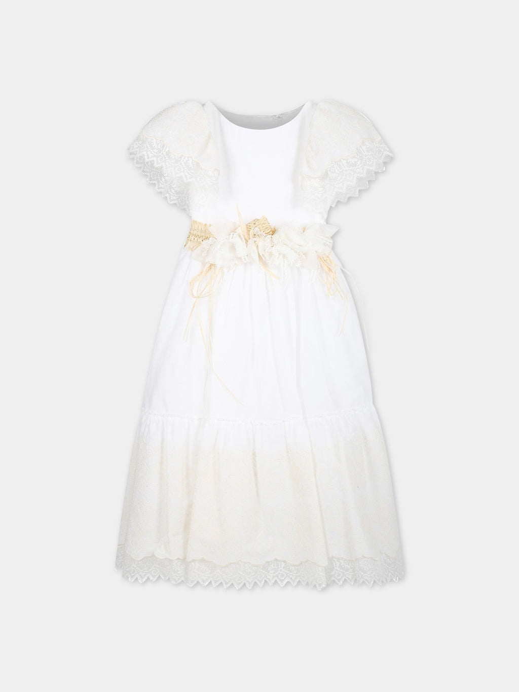 White dress for girl with embroidery