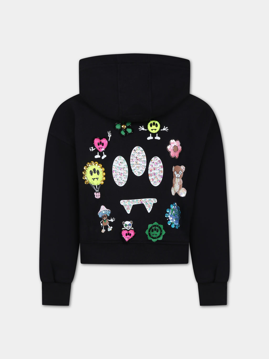 Black sweatshirt for girl with logo and print