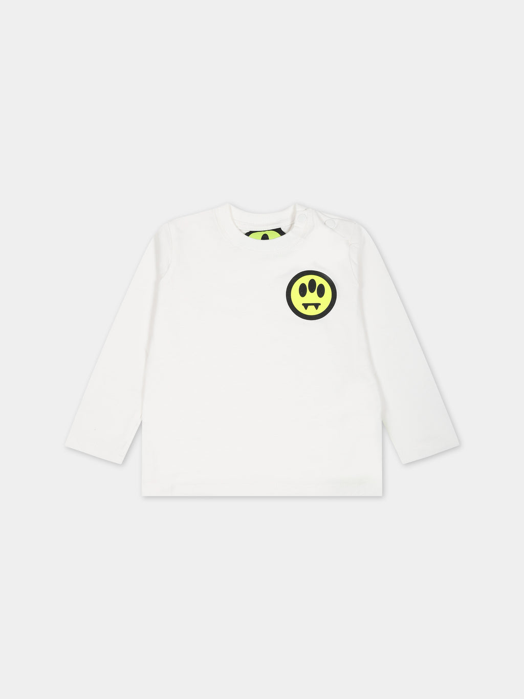 White t-shirt for baby kids with logo and smiley