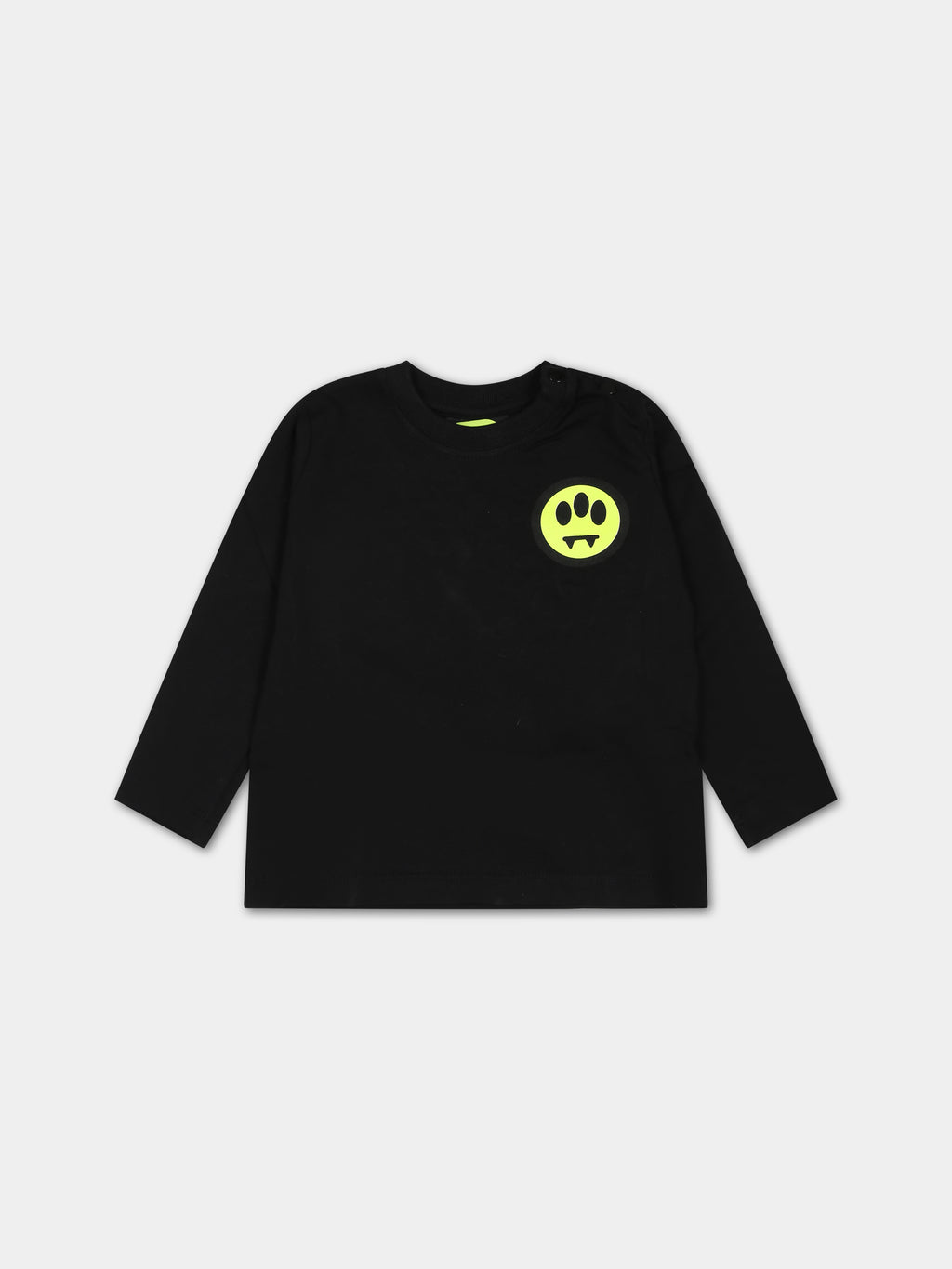 Black t-shirt for baby kids with logo and smiley