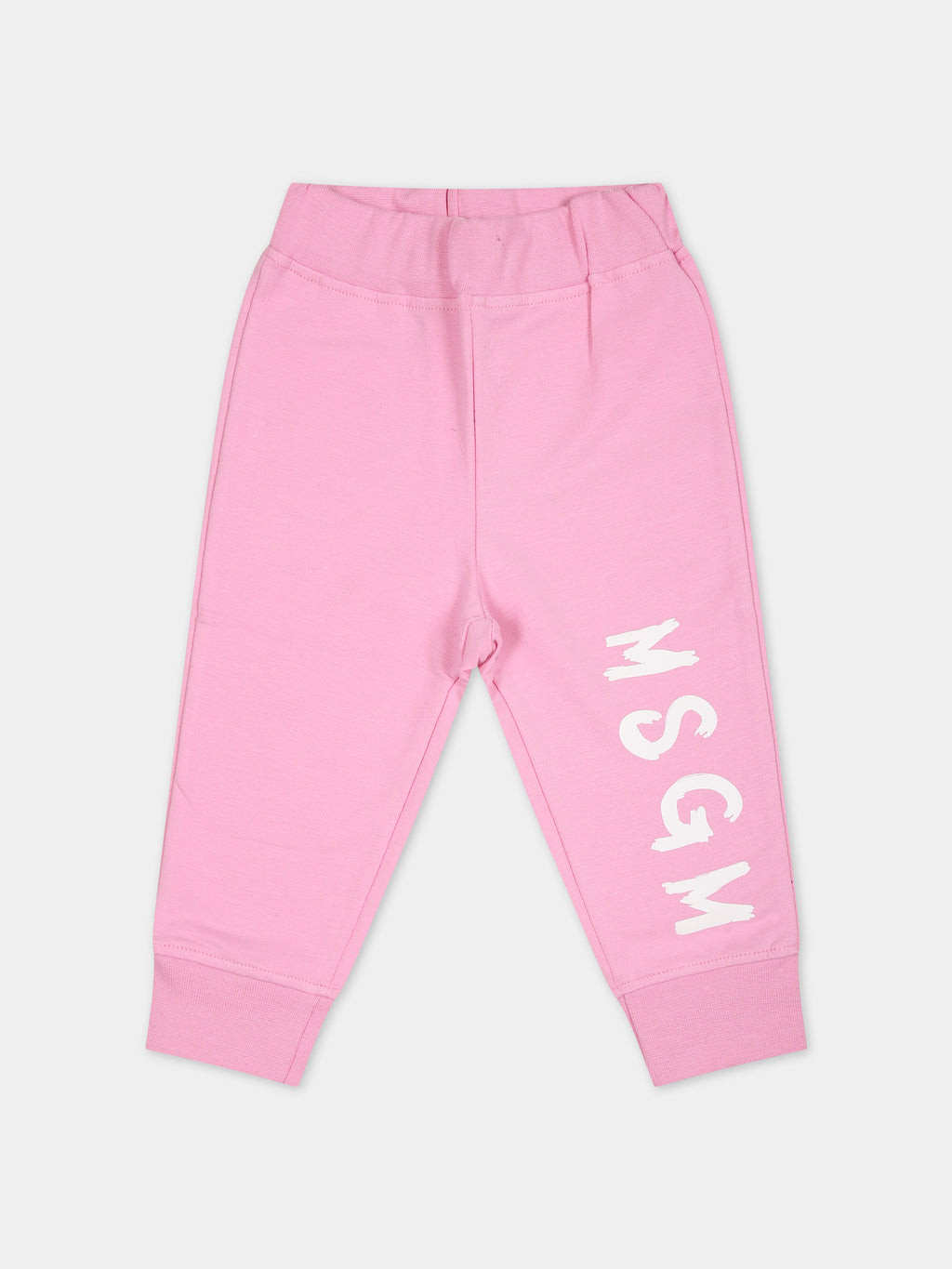 Pink trousers for baby girl with logo