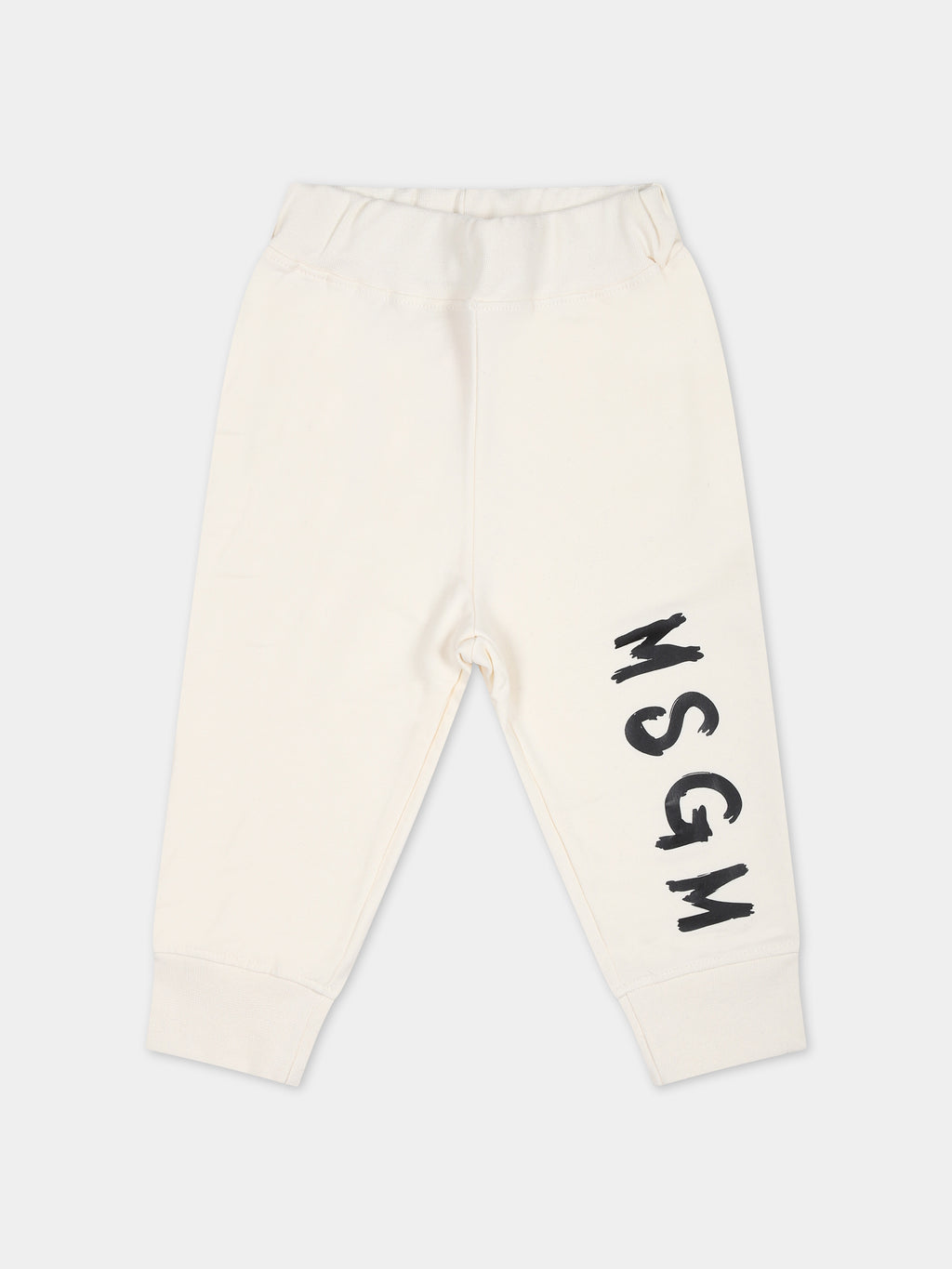 Ivory trousers for baby kids with logo